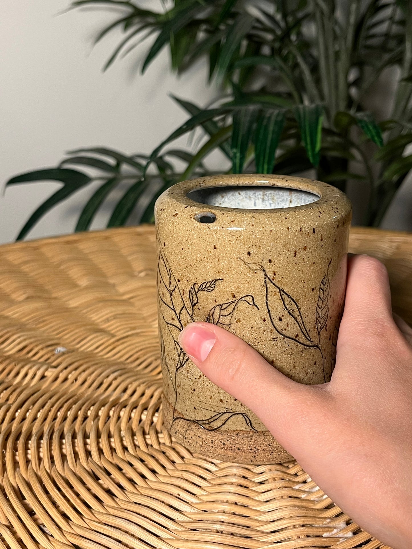 Hand-carved Leaf Travel Tumbler