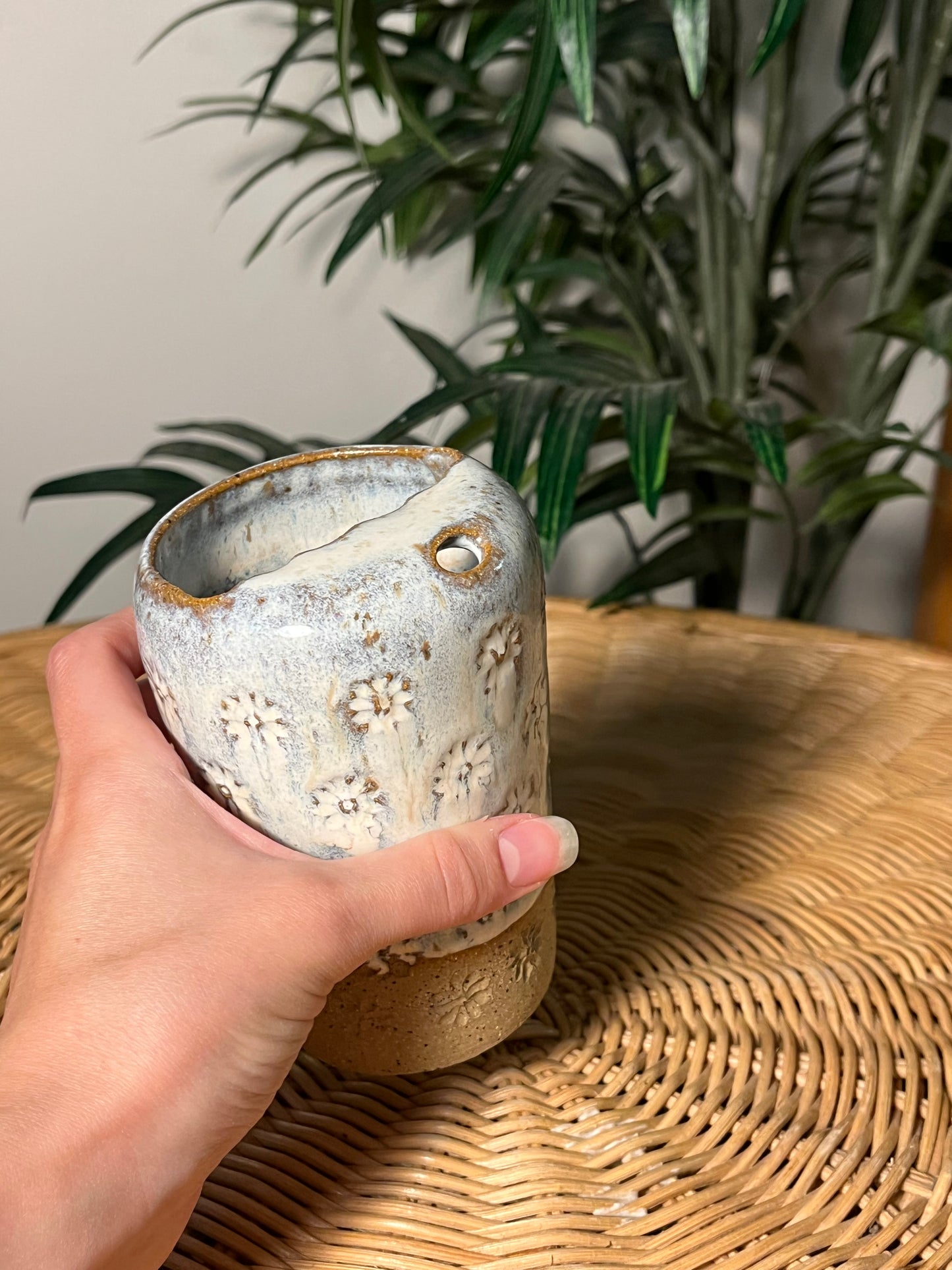 Hand-carved Daisy Travel Tumbler