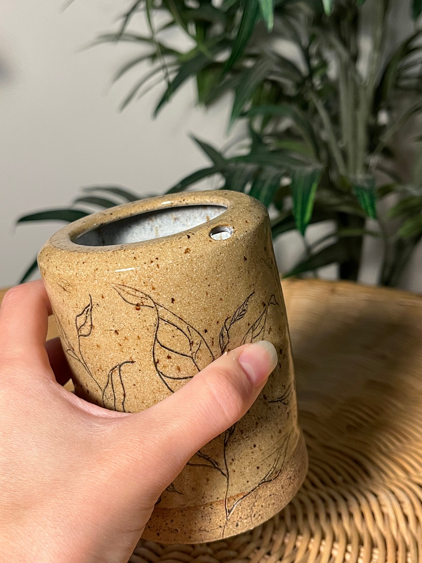 Hand-carved Leaf Travel Tumbler